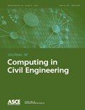 Journal of Computing in Civil Engineering cover with an image of a network graphic on a green background. The journal title and ASCE logo are also displayed on the cover.